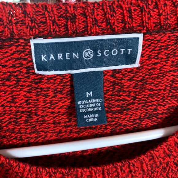 Karen Scott Christmas Holiday Sweater Reindeer Santa Size M - Picture 3 of 11